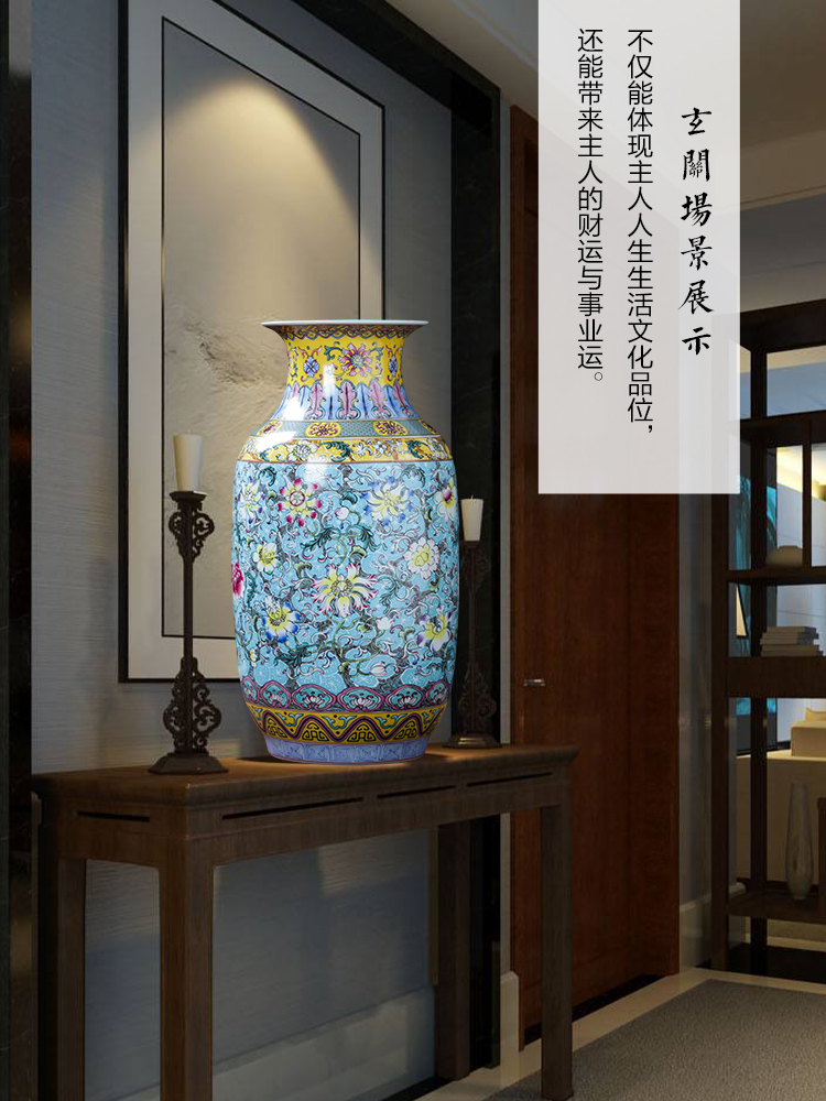 Jingdezhen ceramics colored enamel of large vase furnishing articles of new Chinese style flower arrangement sitting room TV ark, household act the role ofing is tasted