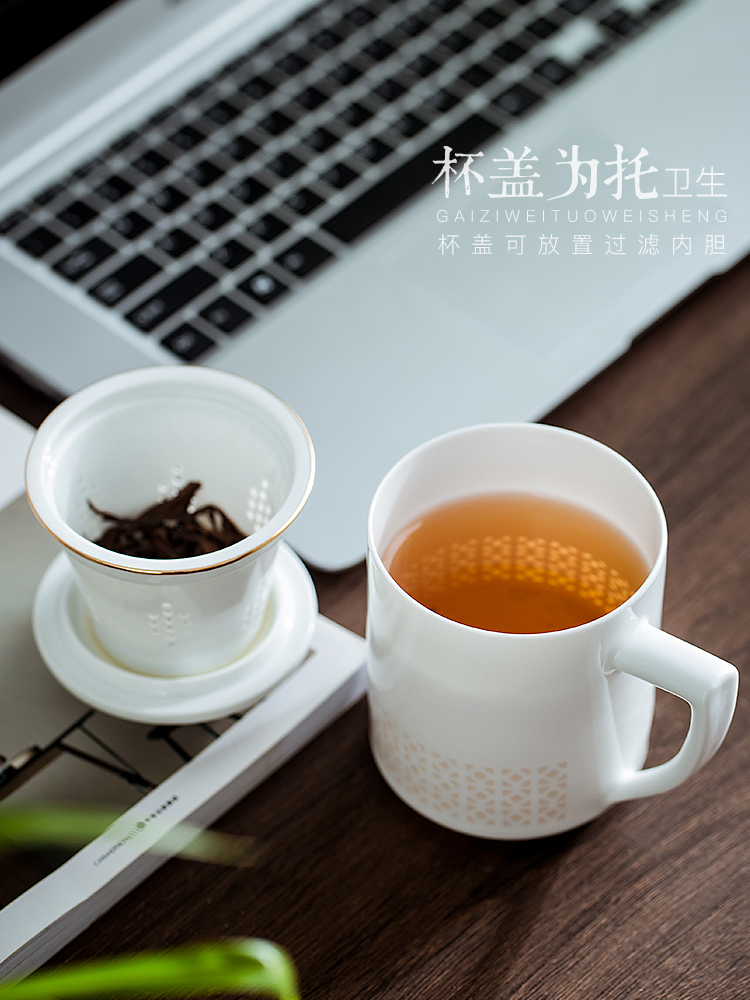 Jingdezhen and exquisite office cup with cover filter household ceramic cups high - capacity keller gifts tea cup
