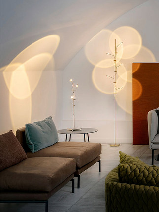 极简创意LED光影落地灯客厅沙发灯意式艺术投影日落设计师落地灯