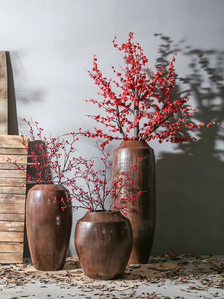 Restoring ancient ways of jingdezhen ceramic coarse pottery vase landing simulation flower, flower implement the sitting room the hotel decoration is placed between the example