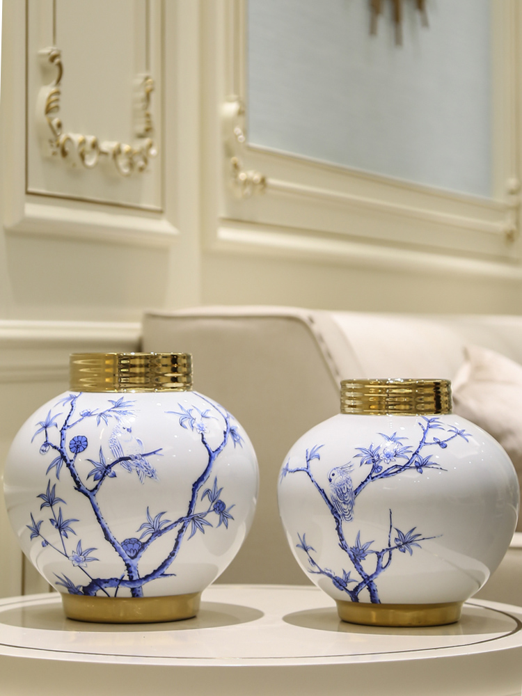 Jingdezhen ceramic porcelain simulation dried flower vase furnishing articles furnishing articles, the sitting room is the study of new Chinese style porch flower arranging decoration