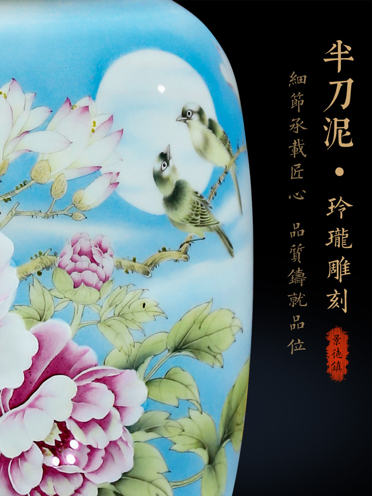 Jingdezhen ceramic hand - made vases, flower arranging dried flowers sitting room of Chinese style household table, TV ark, creative porcelain decoration