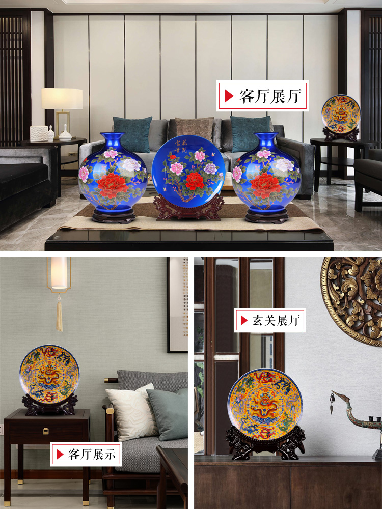Jingdezhen ceramics, Kowloon figure sat hang dish of pottery and porcelain decoration plate Chinese style living room decoration business gifts