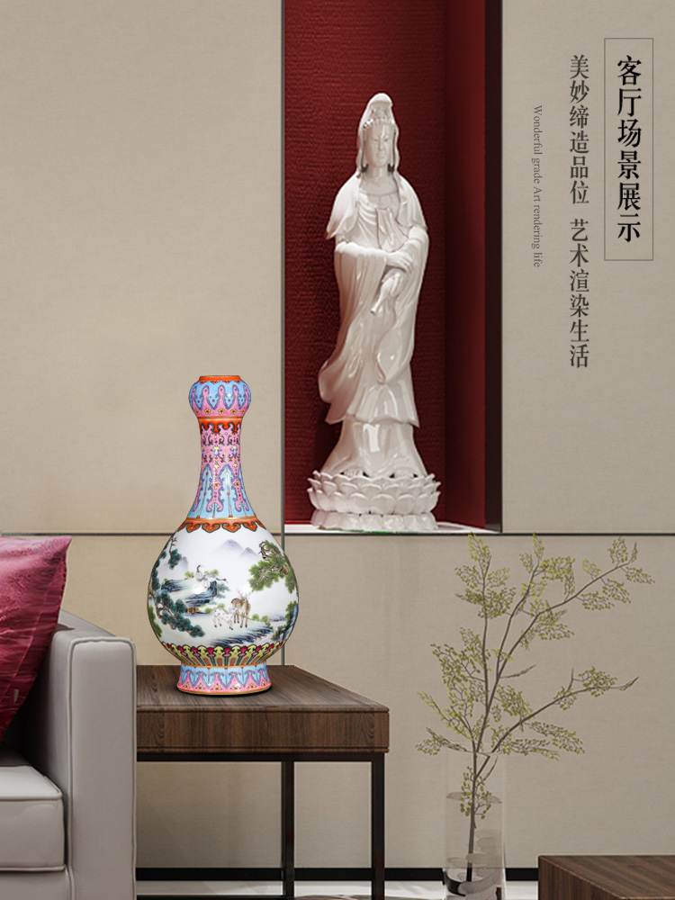 Jingdezhen ceramics imitation the qing qianlong pastel LuHe spring vase with Chinese style household adornment penjing collection