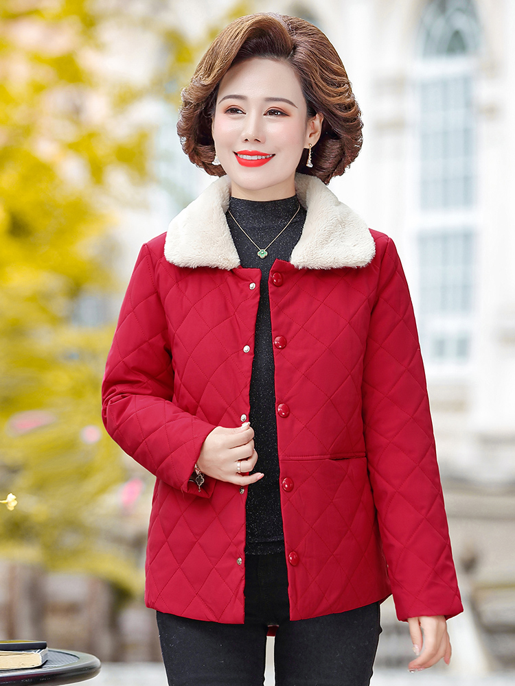Mom's autumn cotton-padded jacket, middle-aged women's down padded jacket, autumn and winter new short small padded jacket, middle-aged and elderly women's jacket