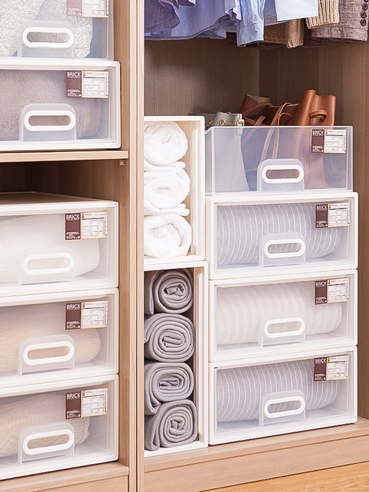 禧天龙收纳箱塑料抽屉式收纳柜子家用儿童衣服柜加厚整理储物盒2件