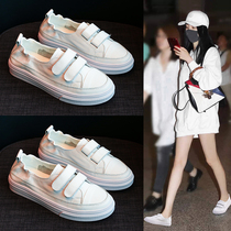 Velcro small white shoes women 2021 spring new Korean version of Joker Breathable Net red leather casual board shoes women