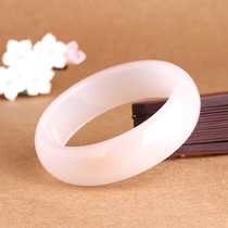 Lifetime one stone natural white jade bracelet female widened vintage jade bracelet Lady jade bracelet to send mom to send girlfriend