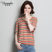 Short Sleeves Positive Shoulder T-shirt Woman 2022 New summer clothing Knitted Bottom Jersey Wins of the first Spring Loose Blouse Clothes