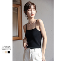 Knitted small camisole vest women 2021 summer new skinny black outside wear sexy base shirt top
