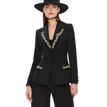 Suit Women 2022 New Black Wool Suit Upper Female Fashion Embroidered Small Suit Coat