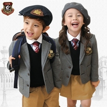 Primary school uniform spring and autumn suit British college style childrens class suit suit Korean version Kindergarten garden suit spring and autumn suit