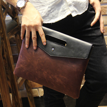 2020 new leather mens handbag crazy horse leather mens cowhide handbag trend clutch bag document bag trend brand