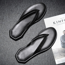 Tide brand Flip-flops mens leather non-slip tide personality new beach wear fashion casual Joker sandals