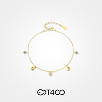 T400 Bell yellow gold anklet female 2021 New Tide sterling silver ins do not fade Net red ankle anklet