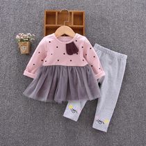 Girls Xia Xia suit foreign-style childrens clothing princess yarn skirt 1-3 years old 2 baby baby clothes leggings two-piece set