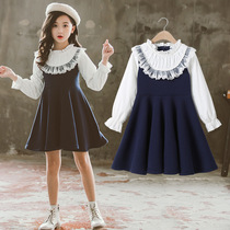 British next sara girl dress 2021 spring new childrens big childrens dress fake two princess dress
