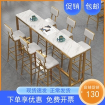 Nordic Rockboard Milk Tea Shop Bar Table And Chairs Leaning Against Wall Narrow Table Balcony Home High Foot Table Marble Bar Table Commercial