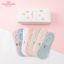 caramella women's summer cotton breathable short socks low top shallow mouth invisible socks boat socks cute spring ins trendy