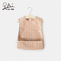 Childrens gown baby food bib rice bag waterproof coat sleeveless clothes cotton apron