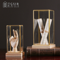 Nordic simple transparent glass cover decoration clothing store wine cabinet retro living room study window home soft decoration