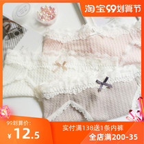 4 womens line cotton comfortable girl breifs lace cute bow low waist underwear