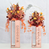 Wedding geometric WEDDING Wrought iron simulation flower stand Wedding hall decoration road guide window decoration decoration props
