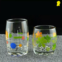 Fruit juice cup glass home Creative Printing glass water cup six-piece set exquisite juice drink random color