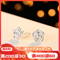 Sterling silver earrings female hypoallergenic S99 foot silver earrings Korean temperament hook rose flower earrings gift