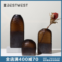 BEST WEST fish scale glass vase ornaments Home living room soft decorations Hydroponic flower arrangement bottle ideas