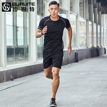 Sports suit men's summer running clothes gym shorts ice silk two-piece set dad quick dry summer casual thin