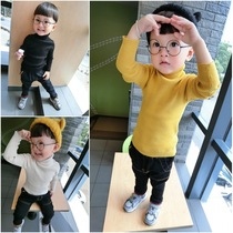 2019 autumn and winter children Korean Joker turtleneck cotton sweater baby solid color long sleeve T-shirt coat tide