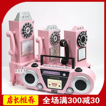 Pink retro telephone model Radio ornaments girl heart homestay clothing shop beauty shop window display
