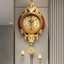 european style wall clock solid wood precision timepiece creative clock living room home fashion wall high-end silent american style wall watch