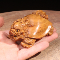 Fuyunchang green sandalwood dragon turtle hand pieces Men and women carry text play toys Handmade wood carving crafts small ornaments