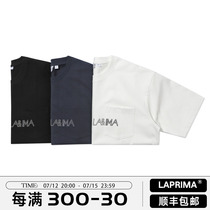 LAPRIMA 21SSPocket embroidered printed pockets loose short sleeves T-shirt Wang Xinkai identical to CITYBOY