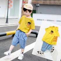 Child costume 3 boy summer suit 2022 new 4-year-old child summer clothes 5 baby air handsome short sleeve 6 tide