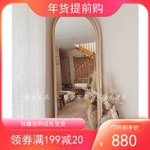 Nordic ins Full Body Dress Mirror Cosmetic Mirror Home Bedroom Retro Floor Dressing Mirror Home Inn Decorative Mirror