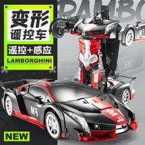 Childrens large gesture sensing remote control car four-wheel drive racing car deformable charging car robot toy boy