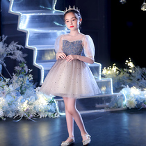 Childrens dress girls high-end princess dress show foreign birthday puffy dress flower girl piano performance short summer
