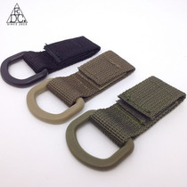 Outdoor tactical mini nylon webbing D type small buckle military fan multi-function mountaineering buckle EDC tactical backpack adhesive hook