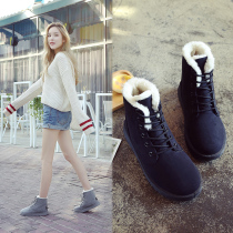 Snow Boots Female Short Drum 2022 Winter New Warm Plus Suede Cotton Shoes Han Edition Waterproof 100 Hitch Flat Bottom Student Short Boots