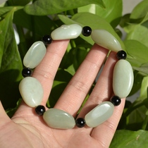 37# Natural Hetian Jade Bracelet Large Beaded Hand-shaped Man