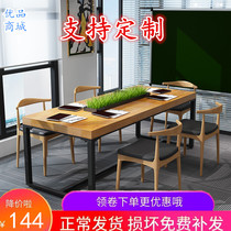 loft Industrial style simple modern solid wood conference table long table table Workbench desk rectangular American country