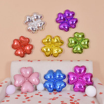 Childrens birthday decoration scene arrangement cartoon four leaf clover flower aluminum foil aluminum film balloon background wall small gift