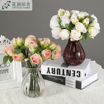 Small rose flower emulation Flower 2021 new living-room fake flower pendulum piece furnishing light and luxurious swing with decorative bouquet high branches