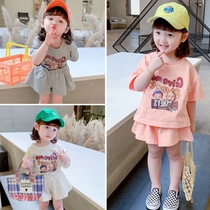Children Summer 2022 new middle children sports net red shorts suit two sets of foreign air summer clothing thin cotton pure cotton