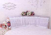 Round bed lace head cover bedside soft bag Gray rose lace can be customized cotton clip