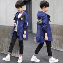 Childrens clothing Boys autumn coat 2021 new middle and large childrens spring and autumn boys medium-long trench coat 12-year-old foreign style