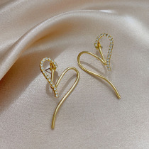 925 Silver Needle Geometric Love Earrings Female 2020 New Tide Simple Earrings Korean Temperament Joker Earrings
